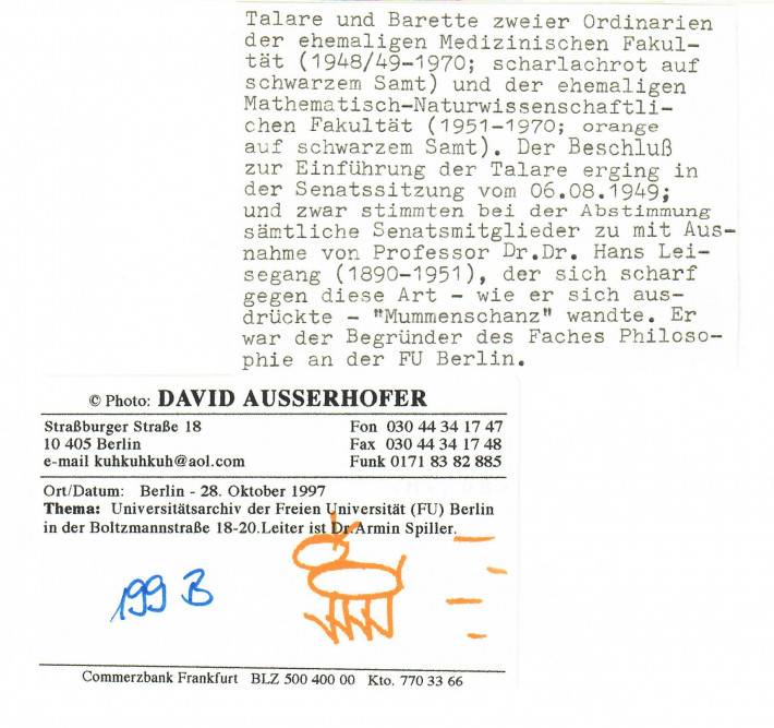 Erklärender Text zu Talaren an der Freien Unniversität Berlin